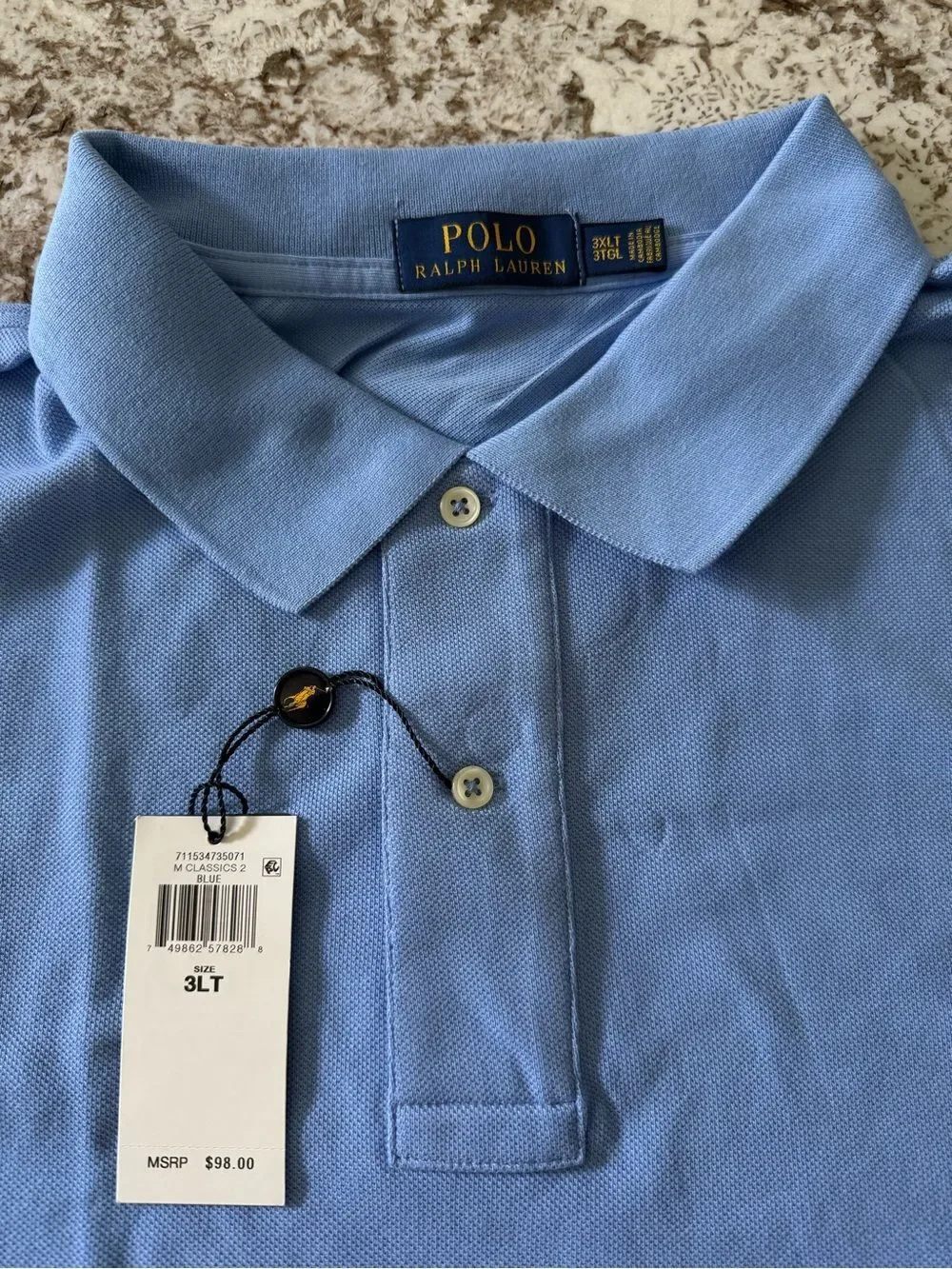 Polo Ralph Lauren Men’s Iconic Mesh Polo Shirt Bristol Blue 3XLT Big & Tall NWT
